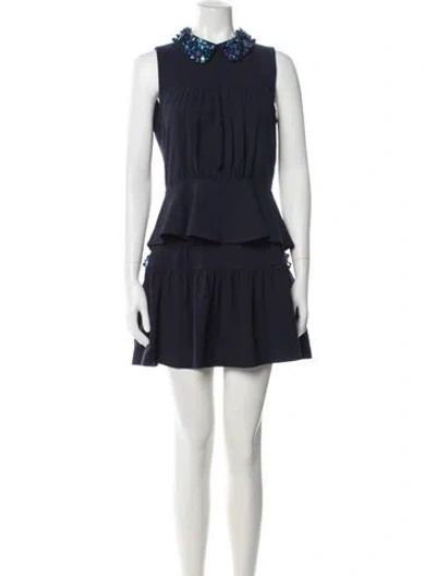 Pre-owned Manoush Sequin Embellishments Skirt Suit In Blue