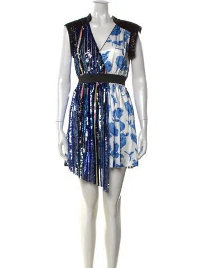 Pre-owned Manoush Silk Mini Dress In Blue