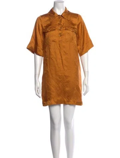 Pre-owned Manoush Silk Mini Dress In Brown