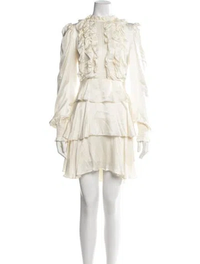 Pre-owned Manoush Silk Mini Dress In Neutrals