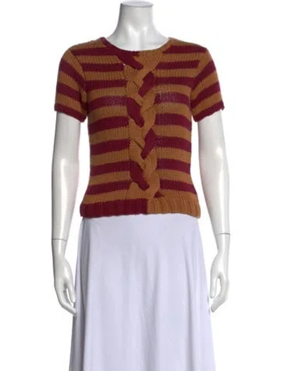 Pre-owned Manoush Striped Crew Neck Sweater In Pink