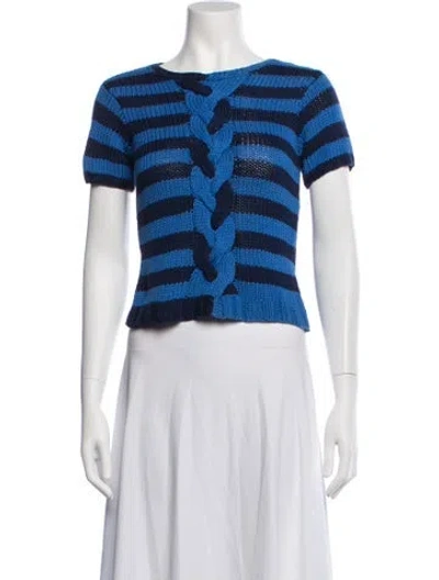Pre-owned Manoush Striped Crew Neck Sweater In White