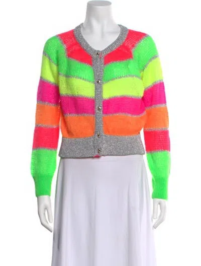 Pre-owned Manoush Striped Crew Neck Sweater In White