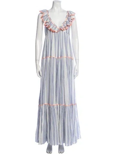 Pre-owned Manoush Striped Long Dress In Blue