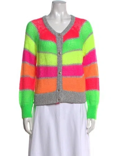 Pre-owned Manoush Striped V-neck Sweater In Pink