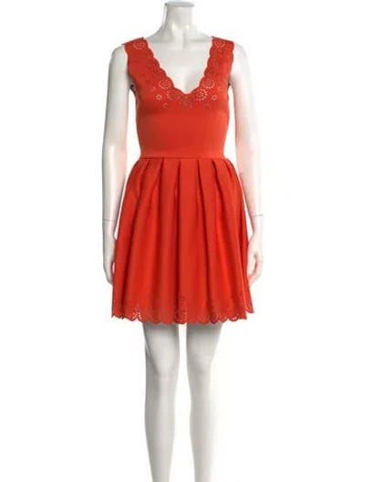 Pre-owned Manoush V-neck Mini Dress In Orange