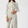Manoush Whimsical Daisy Embroidery Blouse In White In White