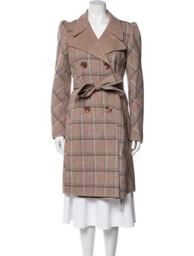 Pre-owned Manoush Wool Plaid Print Coat In Multicolor