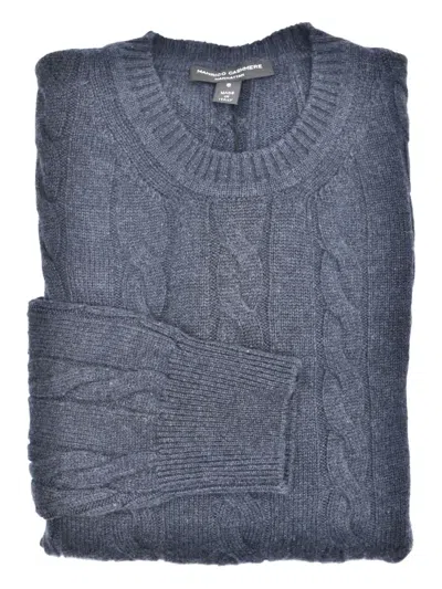 Manrico Cashmere Cable-knit Sweater In Blue