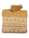Manrico Cashmere Geometric-patterned Turtleneck Sweater In Yellow