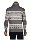 Manrico Cashmere Patterned Turtleneck Sweater In Gray