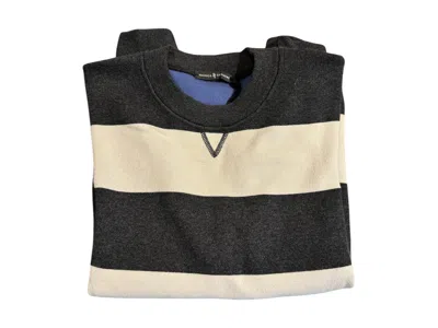 Manrico Cashmere Striped Crewneck Sweater In Black