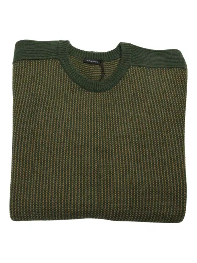 Manrico Cashmere Textured Crewneck Sweater In Green