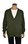 Manrico Cashmere V-neck Button Up Thick Knit Cardigan In Green