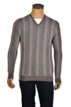 Manrico Striped Cashmere V-neck Sweater In Gray