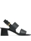 Mansur Gavriel 60mm Leather Heeled Sandals In Black