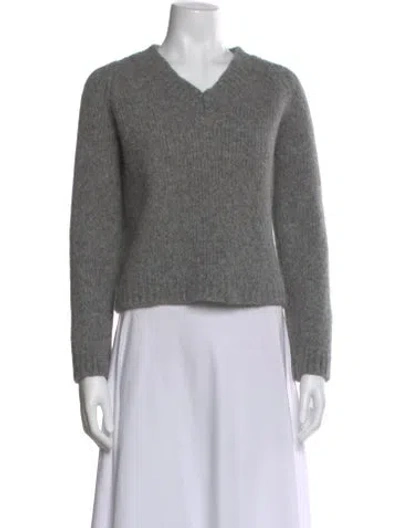 Pre-owned Mansur Gavriel Alpaca V-neck Sweater In Gray