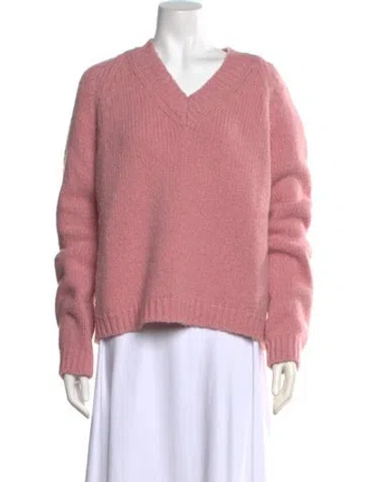 Pre-owned Mansur Gavriel Alpaca V-neck Sweater In Pink