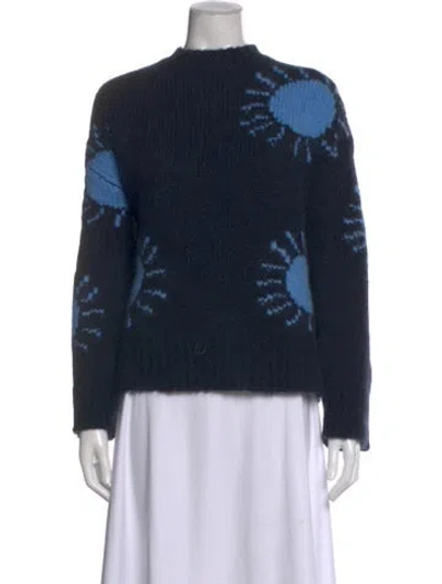 Pre-owned Mansur Gavriel Baby Alpaca Graphic Print Sweater In Blue