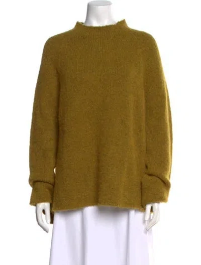 Pre-owned Mansur Gavriel Baby Alpaca Mock Neck Sweater In Green