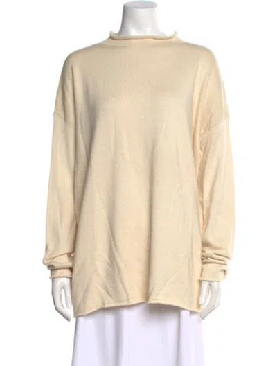 Pre-owned Mansur Gavriel Baby Alpaca Mock Neck Sweater In Neutral