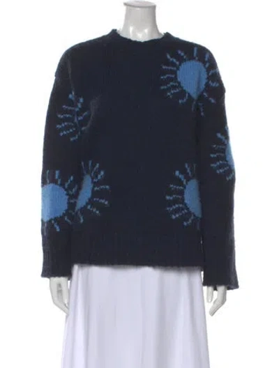 Pre-owned Mansur Gavriel Baby Alpaca Printed Sweater In Blue