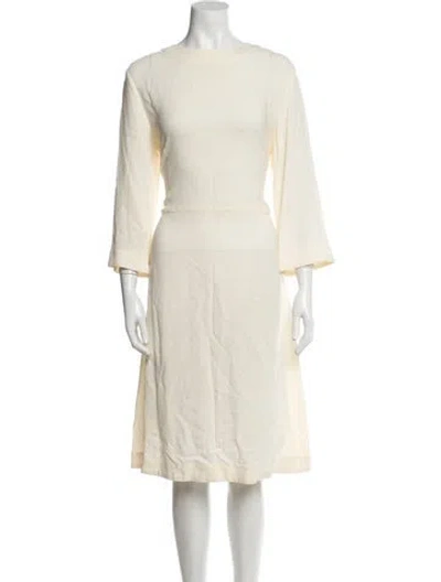 Pre-owned Mansur Gavriel Bateau Neckline Midi Length Dress In Neutral
