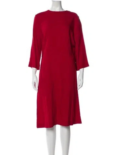 Pre-owned Mansur Gavriel Bateau Neckline Midi Length Dress In Red