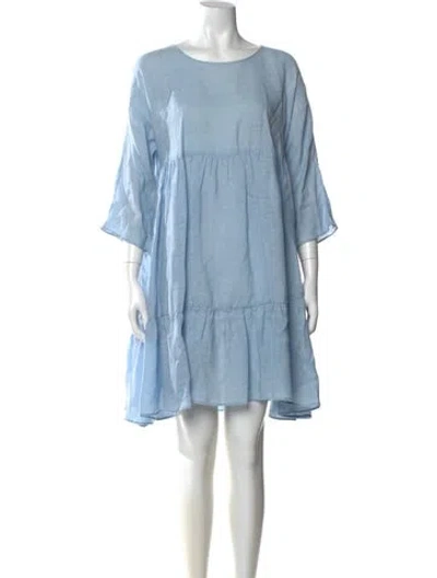 Pre-owned Mansur Gavriel Bateau Neckline Mini Dress In Blue