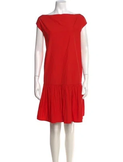 Pre-owned Mansur Gavriel Bateau Neckline Mini Dress In Red