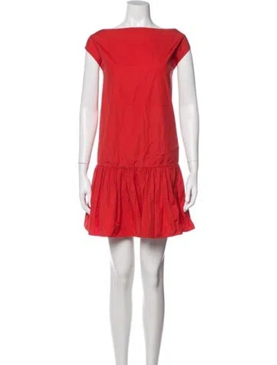 Pre-owned Mansur Gavriel Bateau Neckline Mini Dress In Red