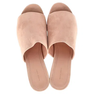 Pre-owned Mansur Gavriel Block Heel Mule Sandals In Pastel Pink Suede