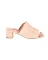 Mansur Gavriel Block Heel Mule Sandals In Pastel Pink Suede In Beige