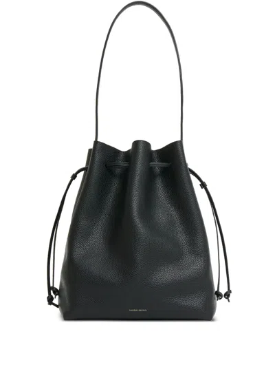 Mansur Gavriel Cabas Leather Bucket Bag In Black