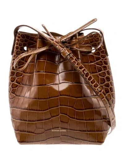 Pre-owned Mansur Gavriel Calf Leather Bucket Bag In Brown
