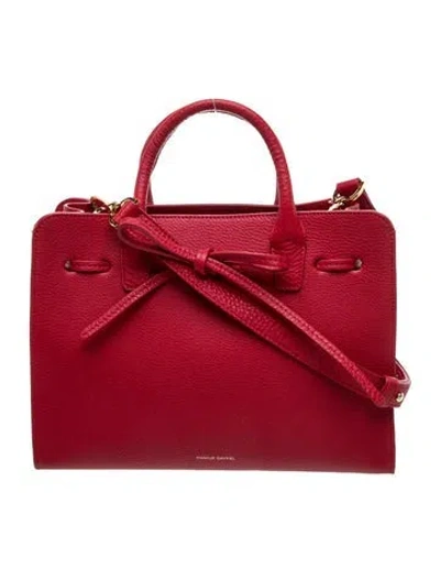 Pre-owned Mansur Gavriel Calf Leather Top Handle Bag In Red