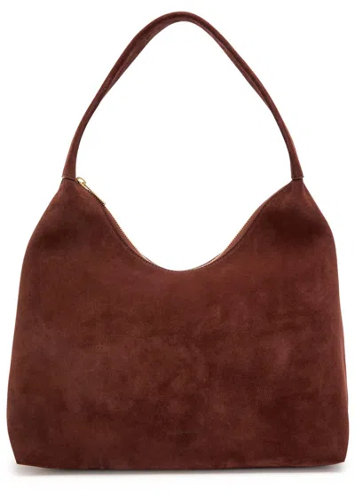 Mansur Gavriel Candy Hobo Suede Shoulder Bag In Chocolate