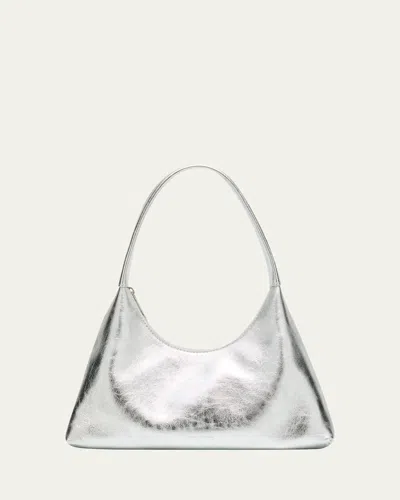 Mansur Gavriel Candy Mini Metallic Leather Hobo Bag In Silver