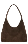 Mansur Gavriel Candy Suede Shoulder Bag In Ebony