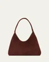 Mansur Gavriel Candy Zip Suede Shoulder Bag In Chocolate