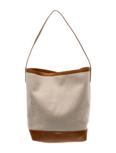 Pre-owned Mansur Gavriel Canvas Bucket Bag In Neutral