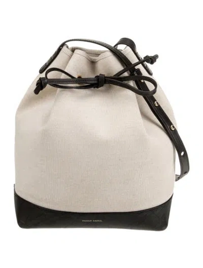 Pre-owned Mansur Gavriel Canvas Bucket Bag In Neutral