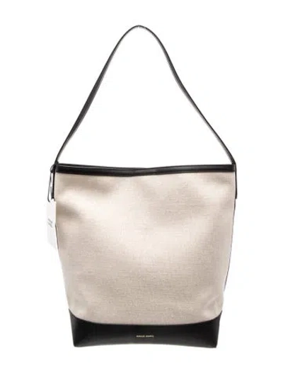 Pre-owned Mansur Gavriel Canvas Bucket Bag In Neutral