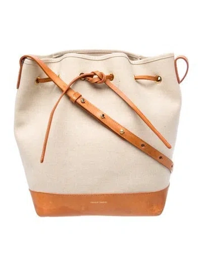 Pre-owned Mansur Gavriel Canvas Bucket Bag In Neutrals