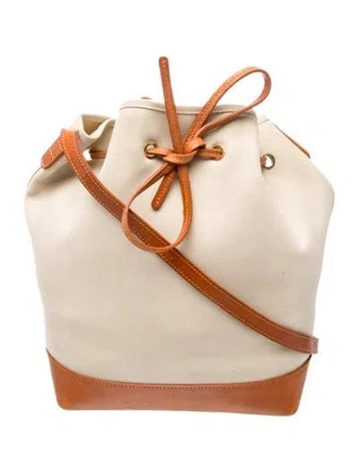 Pre-owned Mansur Gavriel Canvas Bucket Bag In Neutrals