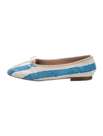 Pre-owned Mansur Gavriel Canvas Striped Ballet Flats In Blue