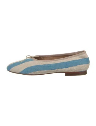 Pre-owned Mansur Gavriel Canvas Striped Ballet Flats In Neutrals