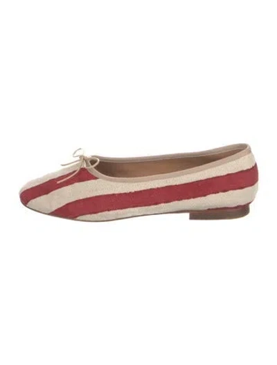 Pre-owned Mansur Gavriel Canvas Striped Ballet Flats In Red