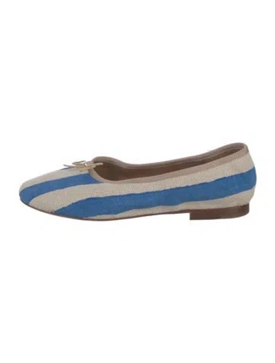 Pre-owned Mansur Gavriel Canvas Striped Flats In Blue
