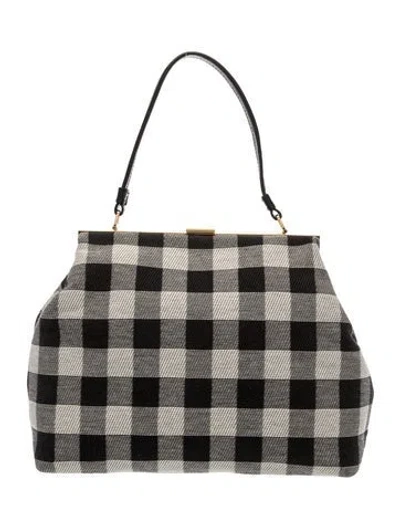Pre-owned Mansur Gavriel Canvas Top Handle Bag In Black
